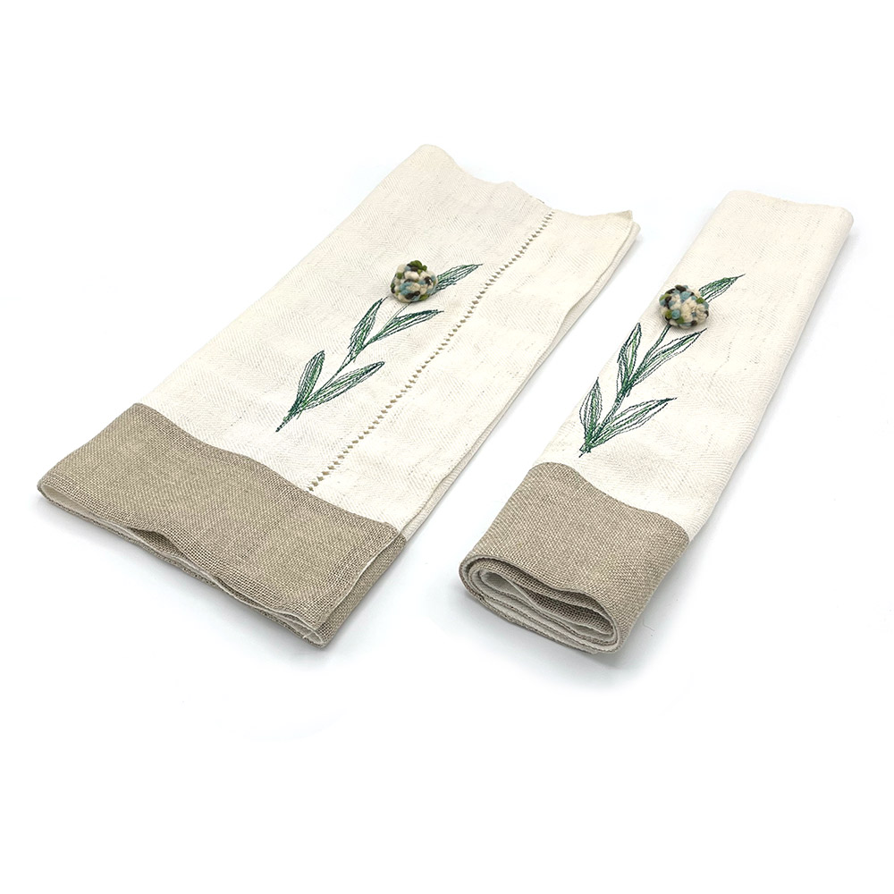 Runner Da Tavola 45x140 Cm Pago Poco - Fantasia Foglia Verde, 80% Cotone, Made In Italy - Collezione 2021/2022